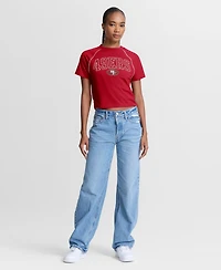 Fanatics Women's Scarlet San Francisco 49ers Offensive Scheme Raglan Tri-Blend Cropped Top