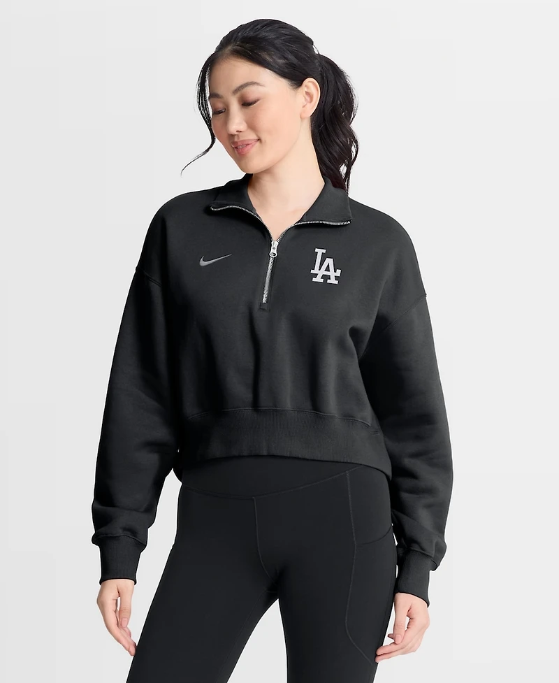 Nike Women's Black Los Angeles Dodgers Primetime Phoenix Fleece Half-Zip Sweatshirt