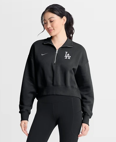 Nike Women's Black Los Angeles Dodgers Primetime Phoenix Fleece Half-Zip Sweatshirt