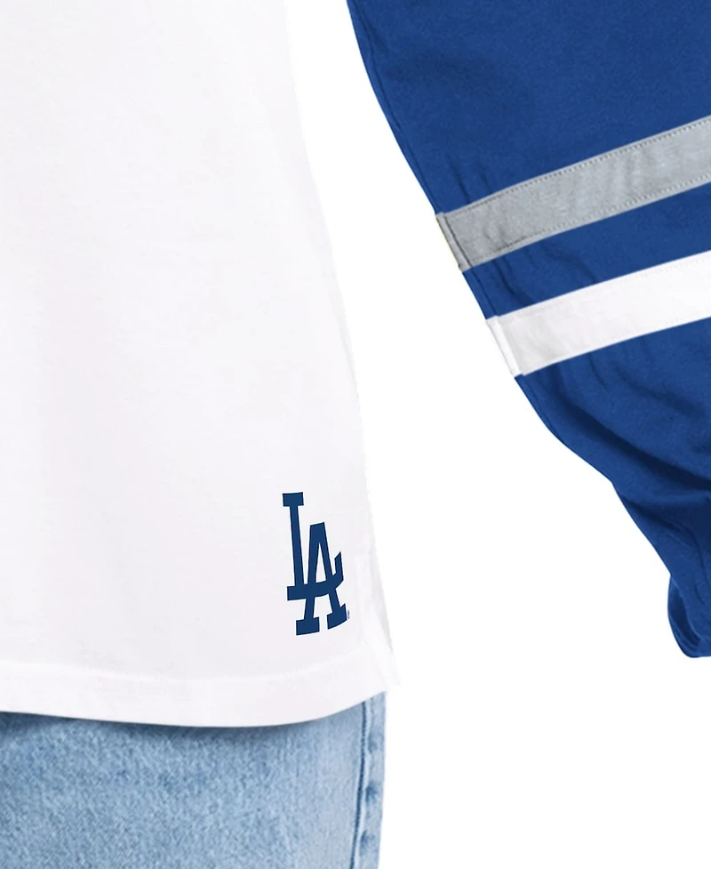 G-iii 4Her by Carl Banks Women's White/Royal Los Angeles Dodgers Key Player Oversized Hooded Long Sleeve T-Shirt