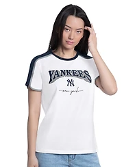 G-iii 4Her by Carl Banks Women's White New York Yankees First Lane Fashion T-Shirt