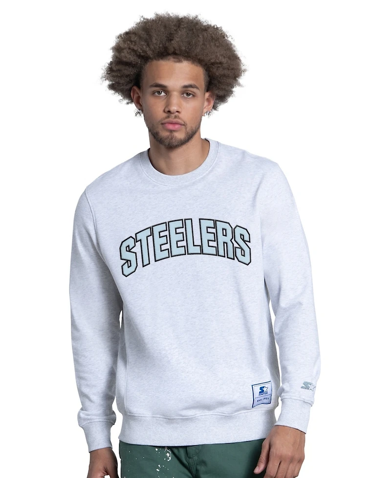 Starter Men's Ash Pittsburgh Steelers Faceoff Fleece Sweatshirt