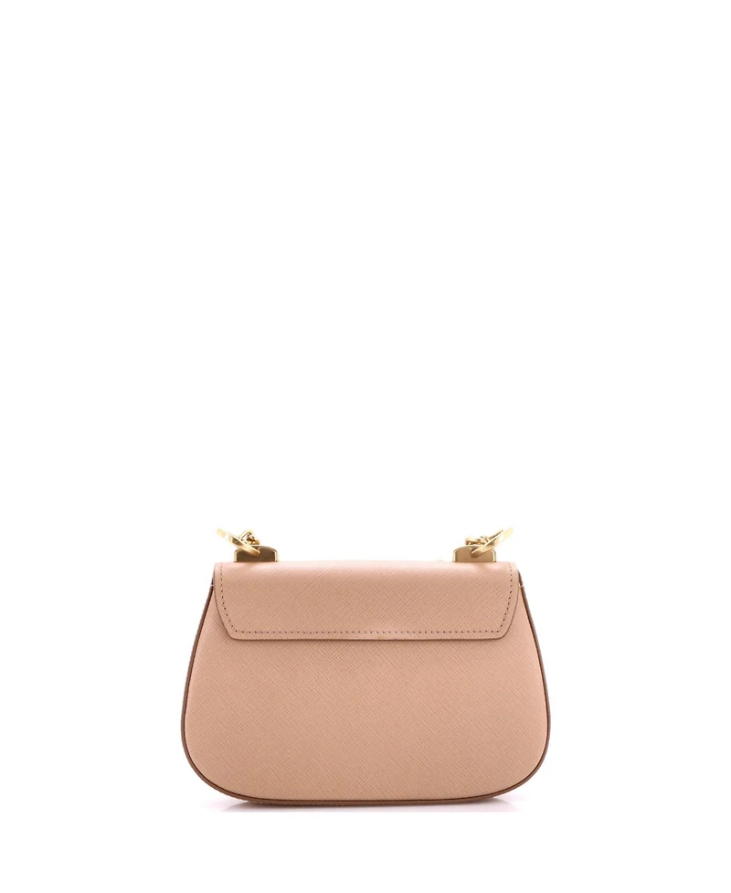 Pre-Owned Prada Small Round Chain Flap Crossbody Bag Saffiano Leather