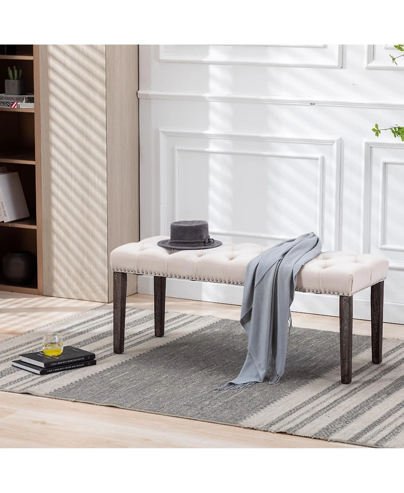 flynama Tufted Velvet Dining Bench, 330lbs Capacity