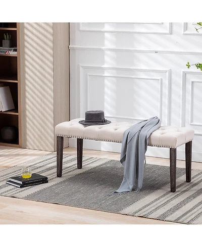 flynama Tufted Velvet Dining Bench, 330lbs Capacity
