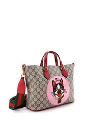 Pre-Owned Gucci Small Convertible Soft Tote Gg Coated Canvas with Applique