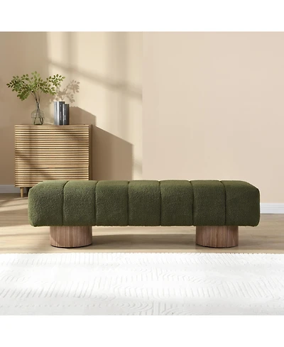 Flynama 64" Boucle Bench - No-Assembly End of Bed Ottoman with High-Density Foam Product Weight 33.07