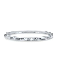 Bling Jewelry Cubic Zirconia Channel Set Princess Cut Cz Eternity Tennis Stackable Bangle Bracelet Fits 7-7.5 inch