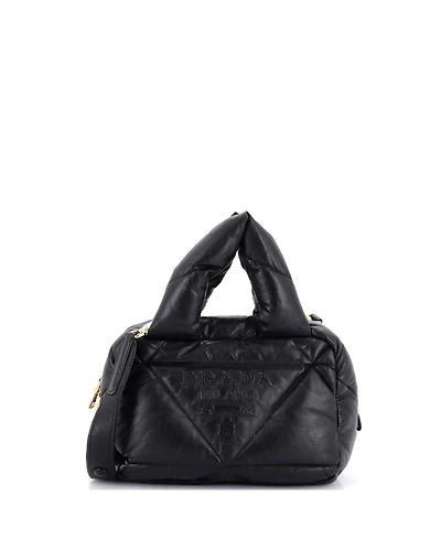 Pre-Owned Prada Small Padded Bowler Bag Quilted Nappa Leather