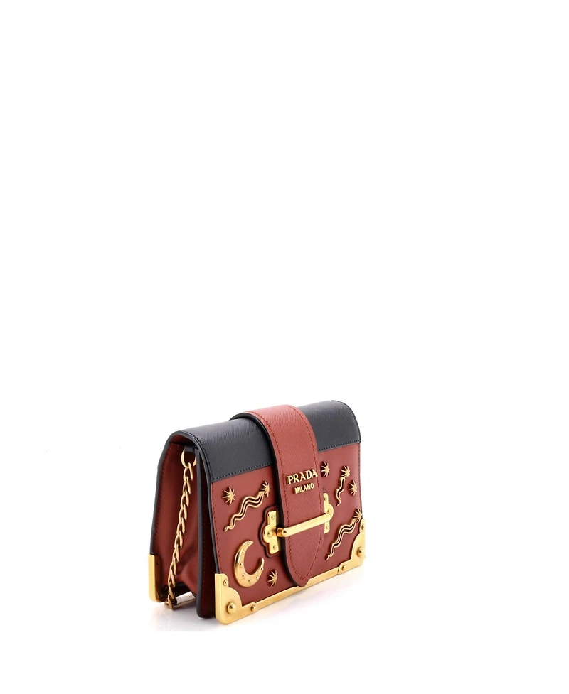 Pre-Owned Prada Small Cahier Crossbody Bag Embellished Leather