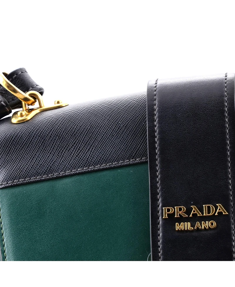 Pre-Owned Prada Large Cahier Crossbody Bag Leather and Saffiano Leather