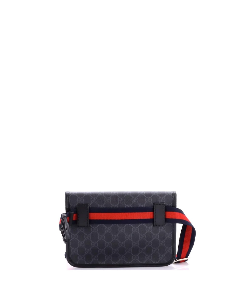 Pre-Owned Gucci Web Flap Belt Bag Gg Coated Canvas