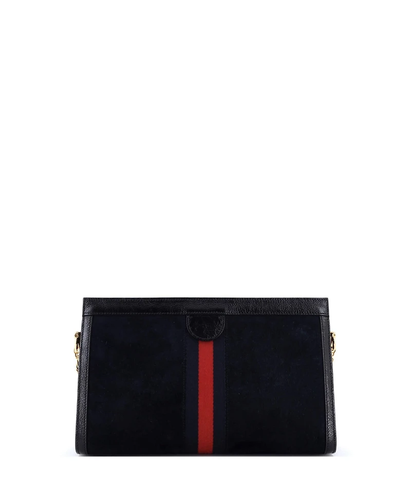 Pre-Owned Gucci Medium Ophidia Chain Shoulder Bag Embroidered Suede