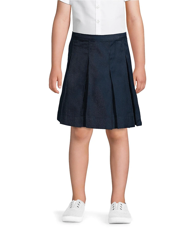 Lands' End Big Girls Top of Knee Box Pleat Skirt
