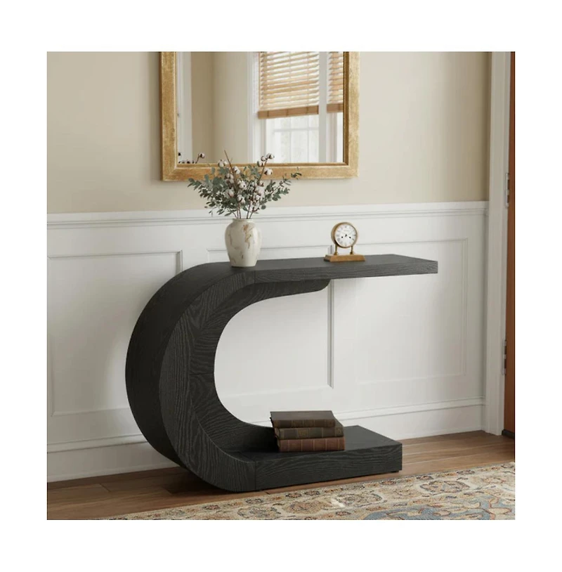 Slickblue Modern Accent Console Table C-Shaped Design for Hallway and Home Decor
