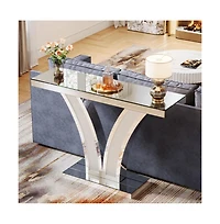 Slickblue Modern Mirrored Entryway Table Console for Hallway, Living Room and Home Styling-Silver
