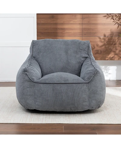 Rainsken Bean Bag Chair, Comfy Corduroy Large with Filler Included, Soft Beanbag Chairs, Ergonomic, for Bedroom and Living Room