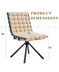 Rainsken Modern Dining Chairs Set of 2, Velvet Chairs, with Metal Legs, 360degree(s) Swivel, Round Ball Chain Backrest
