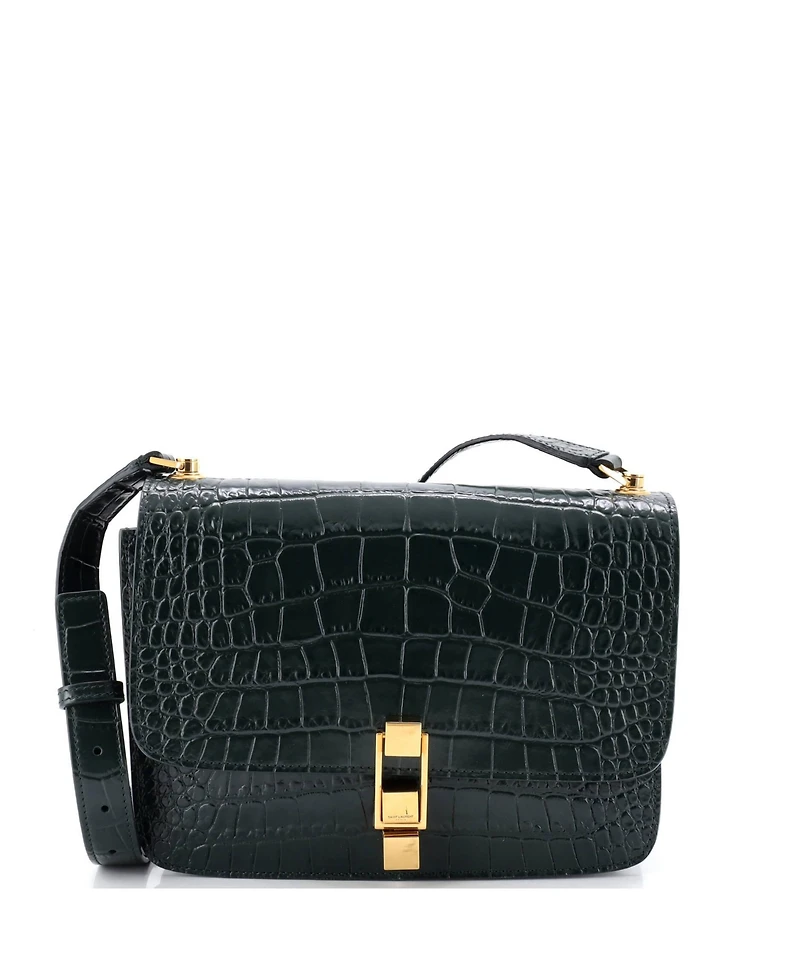 Pre-Owned Saint Laurent Medium Carre Satchel Embossed Leather