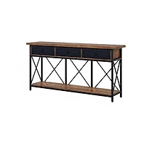 Slickblue Sofa Foyer Console Table with 3 Drawers and Open Storage Shelf for Home Organization
