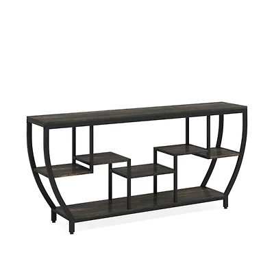 Slickblue Industrial Entryway Console Table with Open Shelves for Living Room Organization