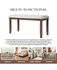 Flynama 38" Mid-Century Upholstered Bench - Solid Wood Legs and Padded Seat for Dining, Bedroom and Entryway