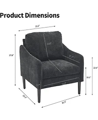 gaomon Mid Century Modern Accent Chair, Chenille Fabric, Curved Arms, Upholstered Reading Chair, Cloud Single Sofa for Living Room Bedroom Office
