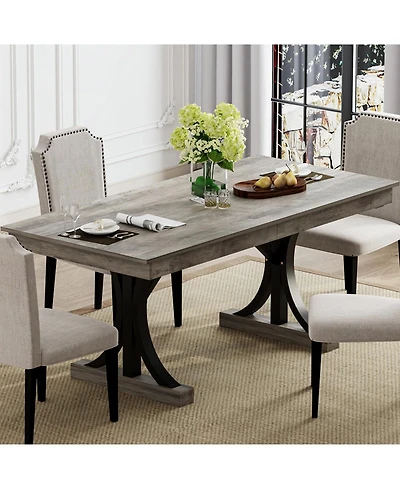 gaomon Kitchen Table Wood Dining Table for 6 to 8 for Dining Room, Home Office, Living Room