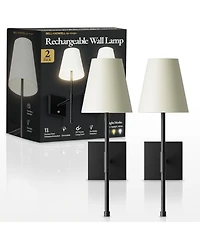 Bell + Howell Set of 2 Fabric Smooth Shade Dimmable Led Rechargeable Cordless Touch Control Lights Wall Sconces