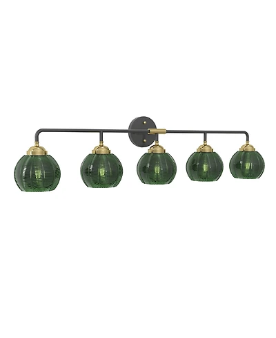Midola 5-Light Bathroom Light Fixtures Modern Vanity Lights with Glass Shade, Vintage Light Fixture Bathroom Over Mirror Wall Lights for Dining Room
