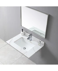 Sillysis Sintered Stone Vanity Top with Backsplash, Rectangular Undermount Sink, Pre-Drilled Faucet Hole