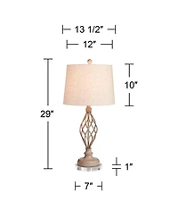Franklin Iron Works Annie Modern Coastal Table Lamps 29" Tall Set of 2 with Round Risers Sand Iron Tapered Drum Shade for Bedroom Living Room Bedside