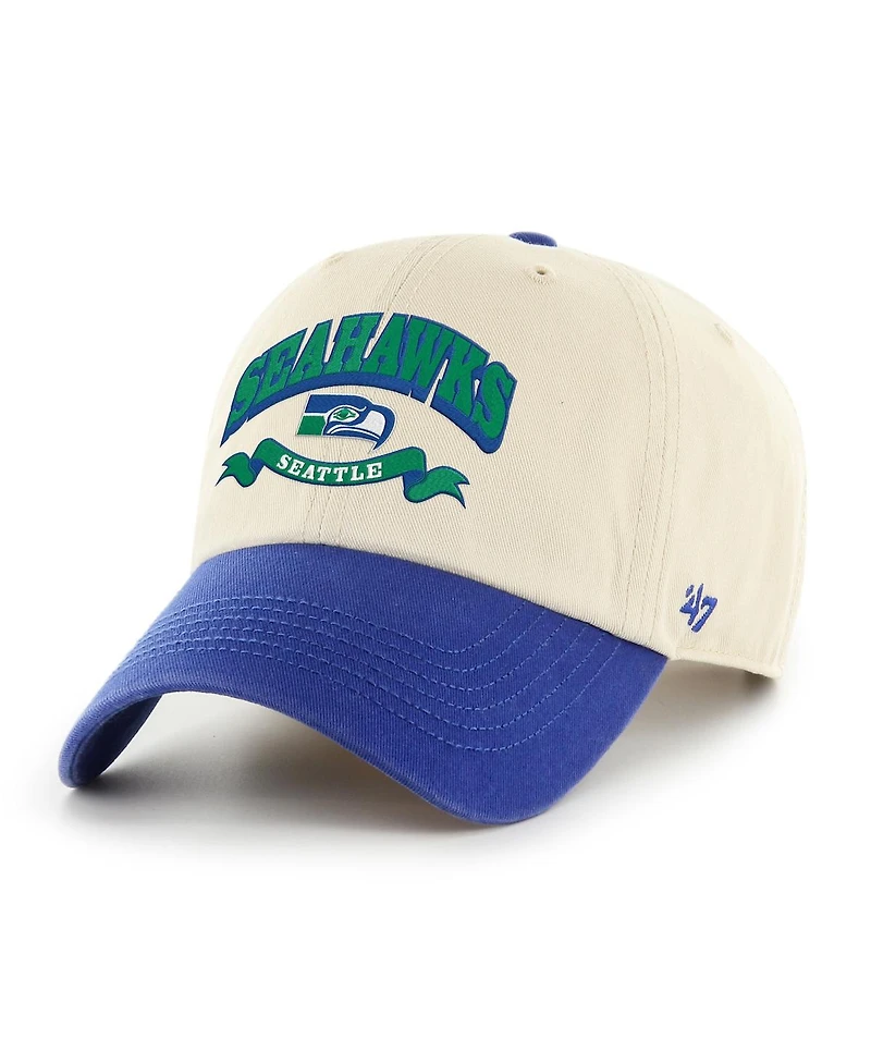 '47 Brand Men's Natural/Royal Seattle Seahawks Two-Tone Clean Up Adjustable Hat