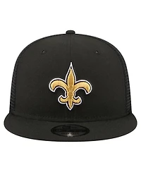New Era Men's Black New Orleans Saints Core Team 9FIFTY Trucker Snapback Hat