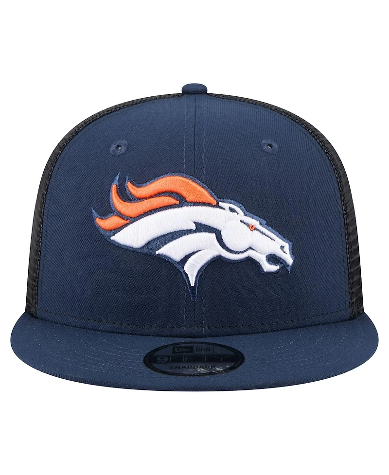 New Era Men's Navy Denver Broncos Core Team 9FIFTY Trucker Snapback Hat
