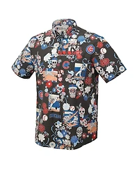 Reyn Spooner Men's Black Chicago Cubs Dia De Los Muertos Tri-Blend Button-Down Shirt