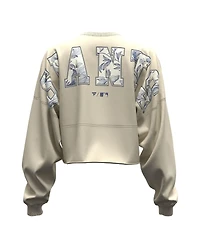 Fanatics Women's Light Beige San Francisco Giants Spirit Floral Script Cropped Long-Sleeve T-Shirt