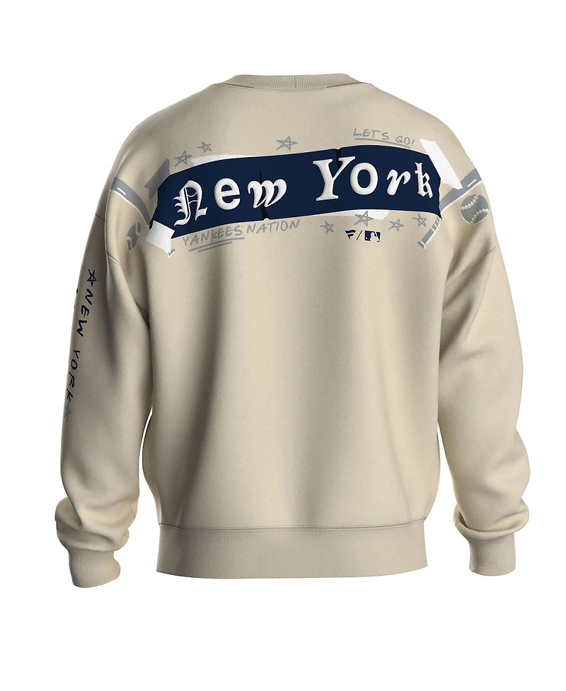 Fanatics Women's Beige New York Yankees Graffiti Fleece Sweatshirt