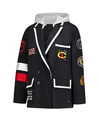 The Wild Collective Women's Black Chicago Blackhawks Original 6 Hooded Blazer