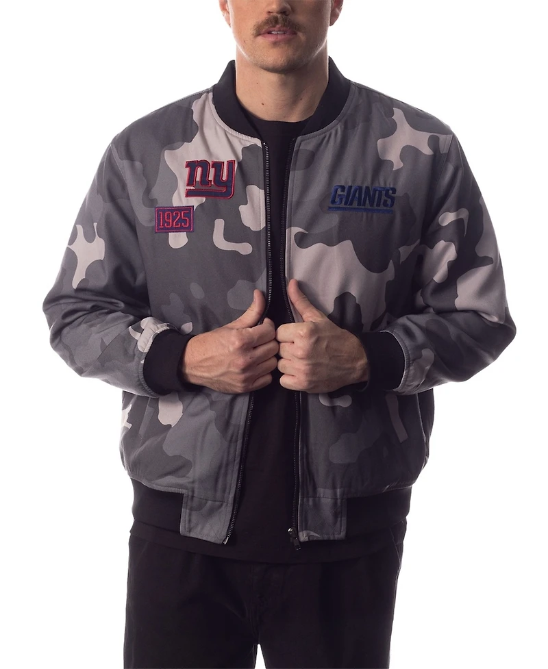 The Wild Collective Men's and Women's Gray New York Giants Camo Bomber Jacket