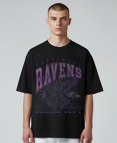 The Wild Collective Men's and Women's Black Baltimore Ravens Charm City Football T-Shirt