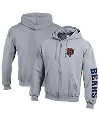 Champion Men's Heather Gray Chicago Bears Powerblend Fleece Full-Zip Hoodie