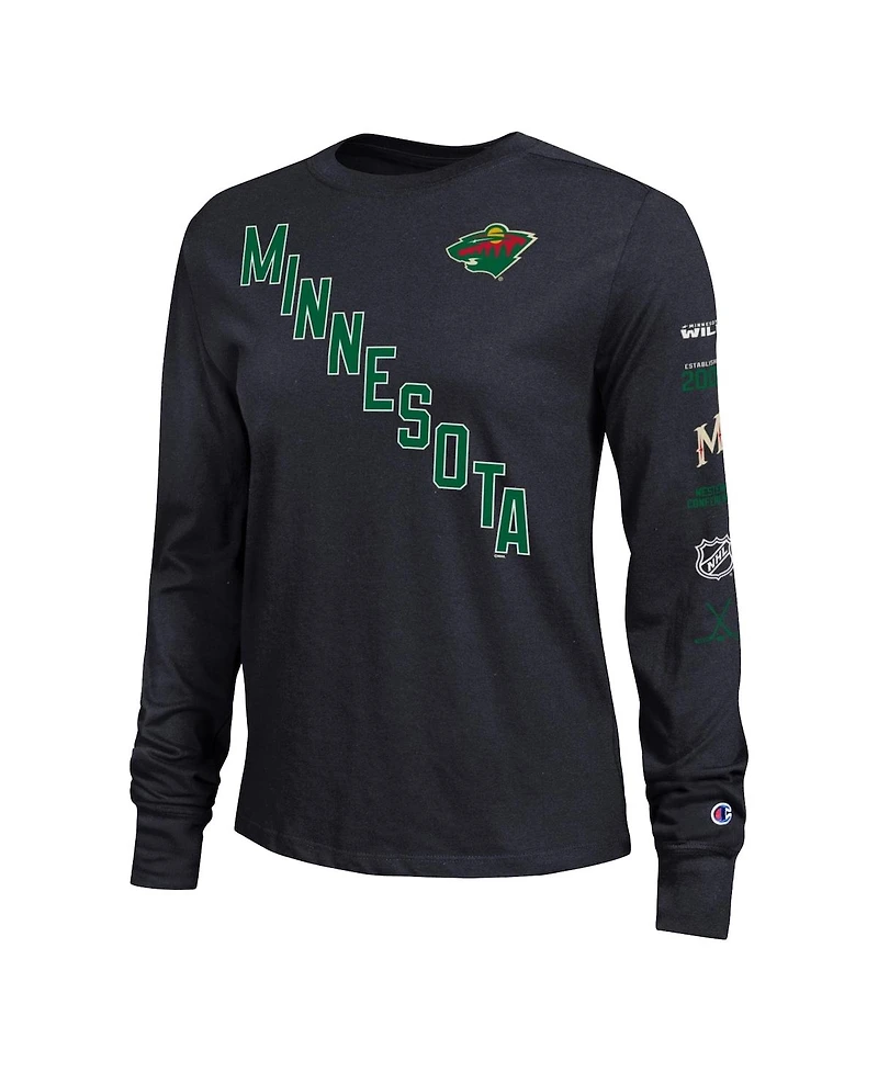Champion Women's Black Minnesota Wild 2-Hit Long Sleeve T-Shirt
