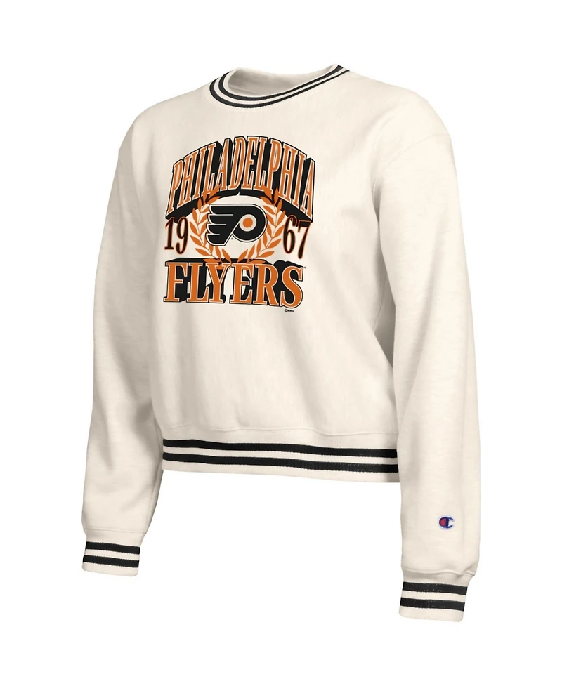 Champion Women's Cream Philadelphia Flyers Bold Laurels Reverse Weave Yarn Crewneck Sweatshirt