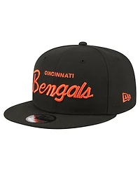 New Era Men's Black Cincinnati Bengals Core Team Script 9FIFTY Snapback Hat
