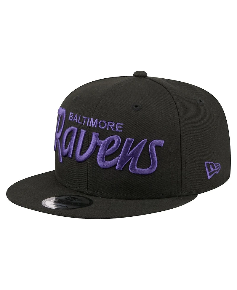 New Era Men's Black Baltimore Ravens Core Team Script 9FIFTY Snapback Hat