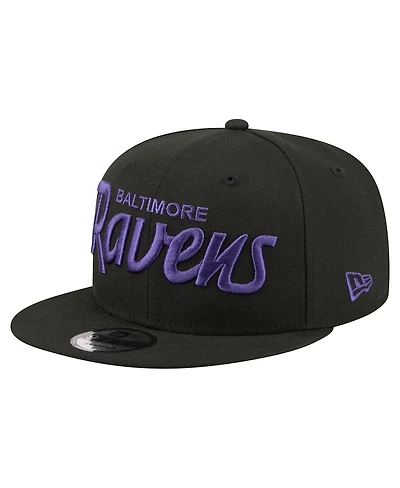 New Era Men's Black Baltimore Ravens Core Team Script 9FIFTY Snapback Hat