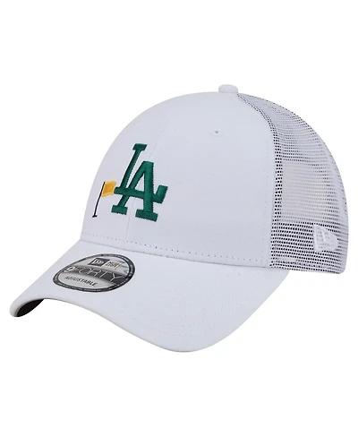 New Era Men's White Los Angeles Dodgers Flag 9FORTY Trucker Adjustable Hat