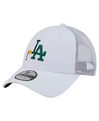 New Era Men's White Los Angeles Dodgers Flag 9FORTY Trucker Adjustable Hat