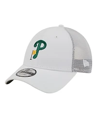 New Era Men's White Philadelphia Phillies Flag 9FORTY Trucker Adjustable Hat